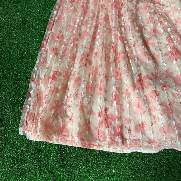 Wonder Nation Girls Apricot Metallic Mesh Puff Sleeve Zip Dress Size 12 Plus - Picture 12 of 14